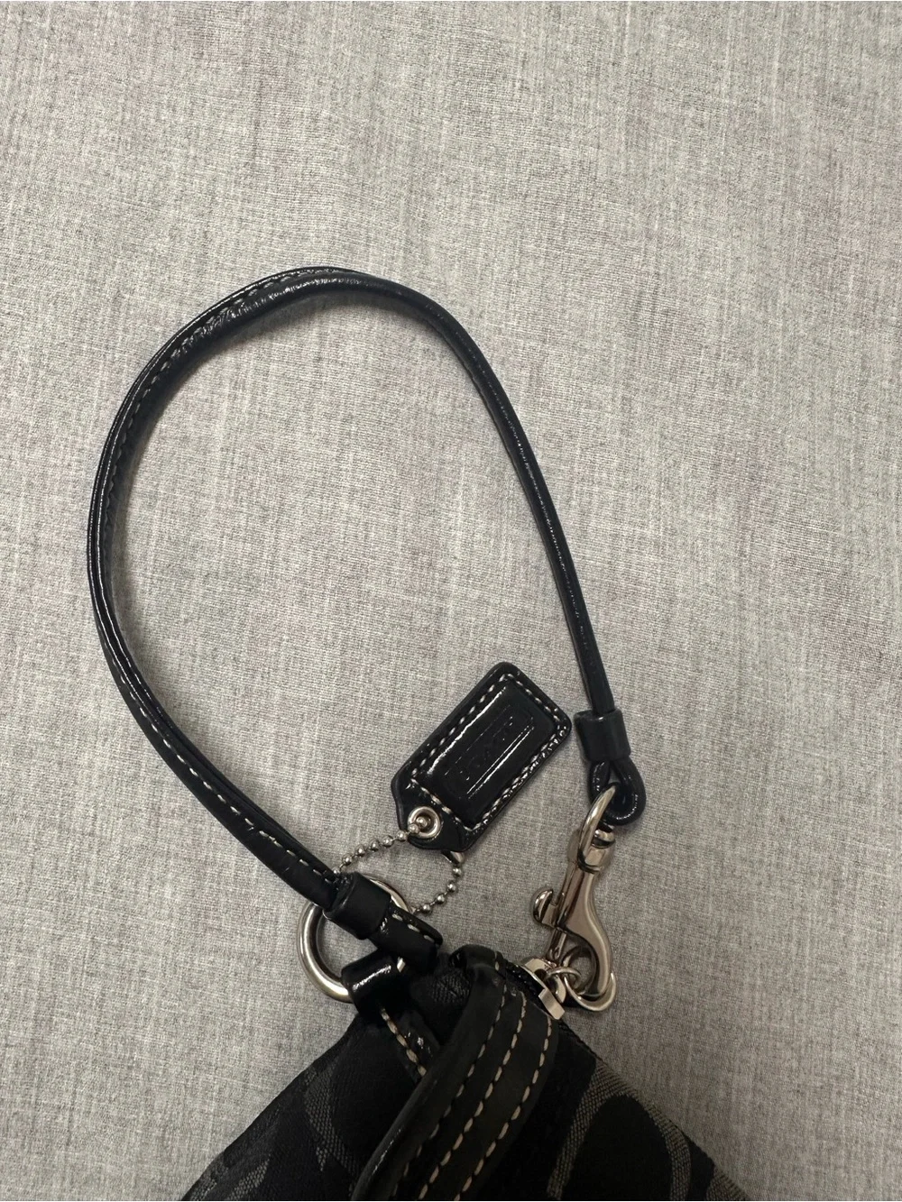 Y2K Coach Legacy Signature Black Canvas Leather Trim Turnlock Wristlet